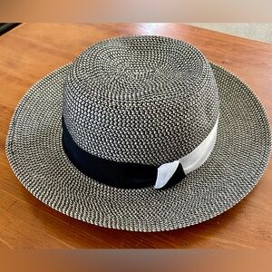 Nine West Black and White Woven Hat